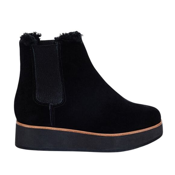 Bernardo Womens Patterson Boots US 10M EU 40.5 Black Suede Sheepskin NWOB - Picture 1 of 12